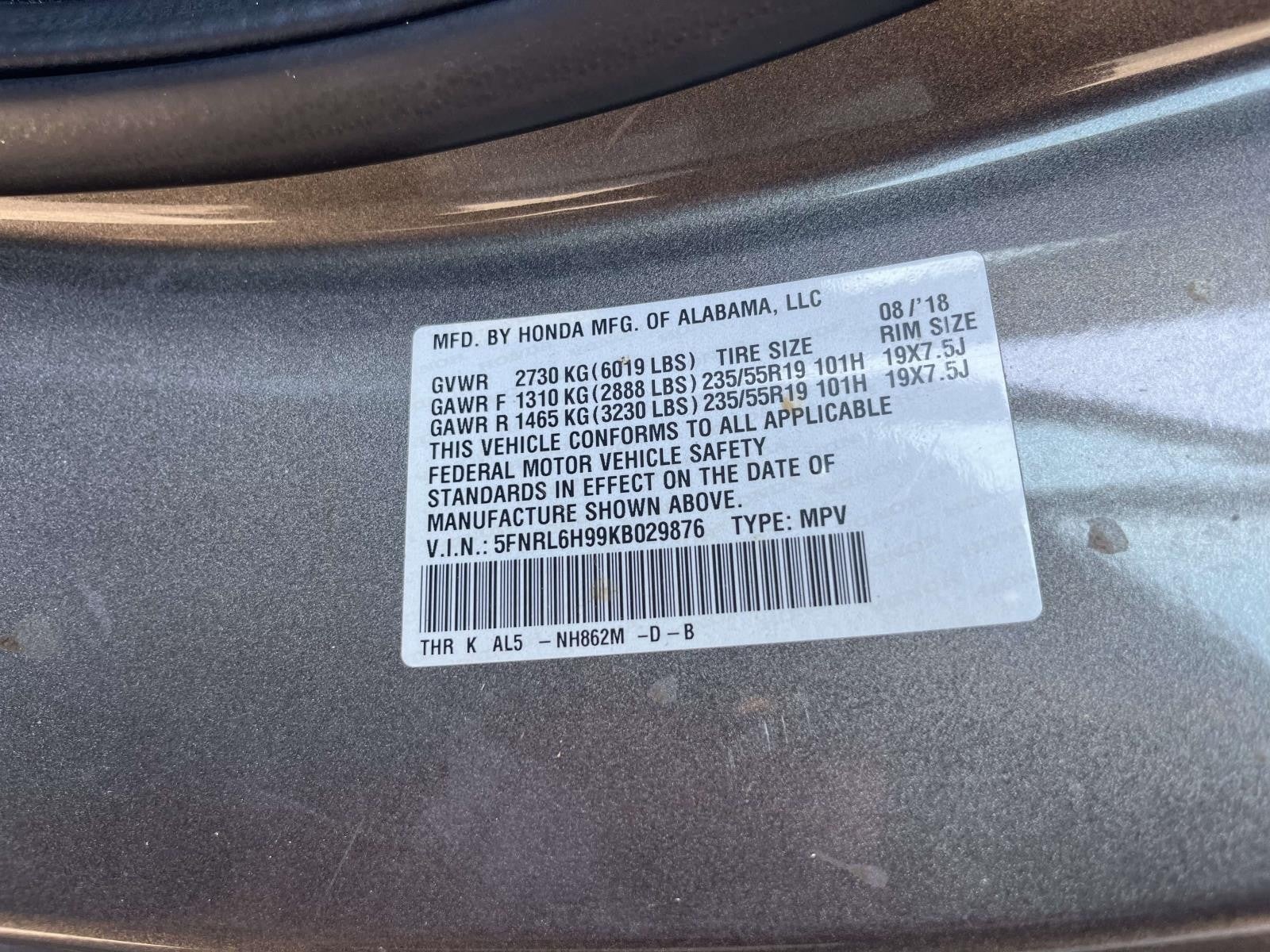 2019 Honda Odyssey ELITE AUTO FWD