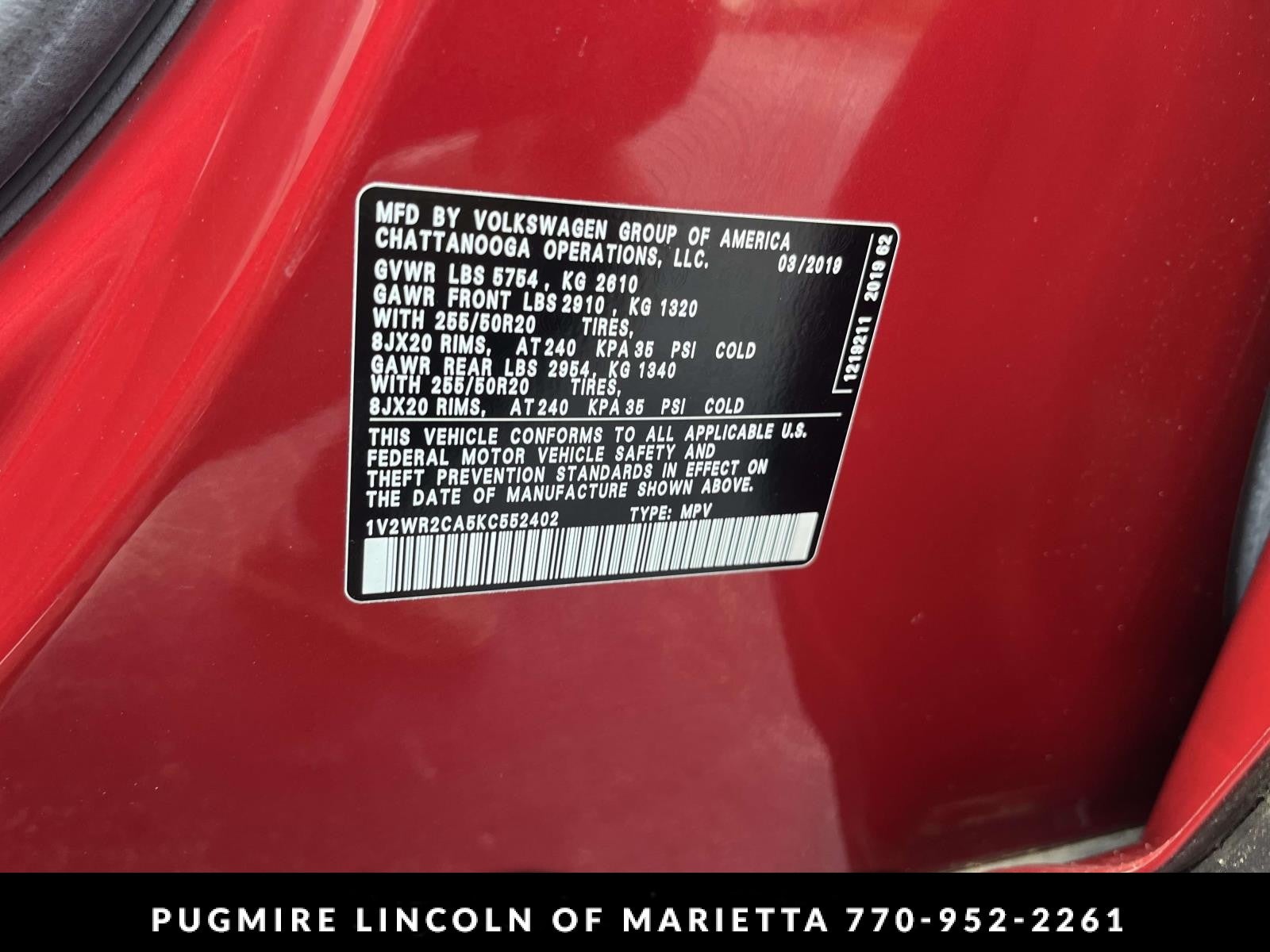 2019 Volkswagen Atlas 3.6L V6 SE w/Technology
